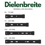 Bohlenhalter für Alu & Holz Unterkonstruktion | Dielenbreite 145 - 190 mm | 50 Stück | inkl. Schrauben